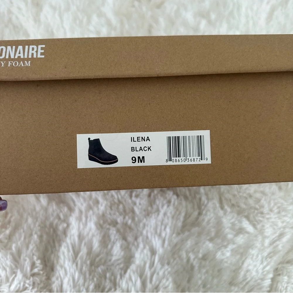Cushionaire Ilena Wedge Ankle Booties Black Memory Foam Women’s Size 9M NWT